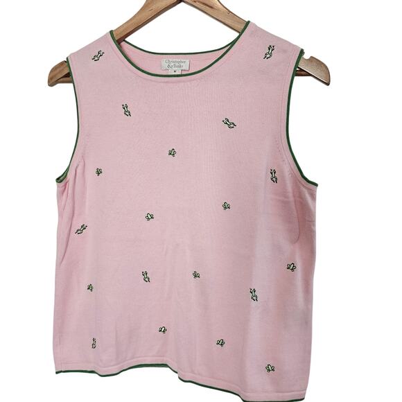 Christopher Banks Frog Cardigan Womens Medium Pink 2 Piece Sweater Y2K Preppy - Picture 3 of 10